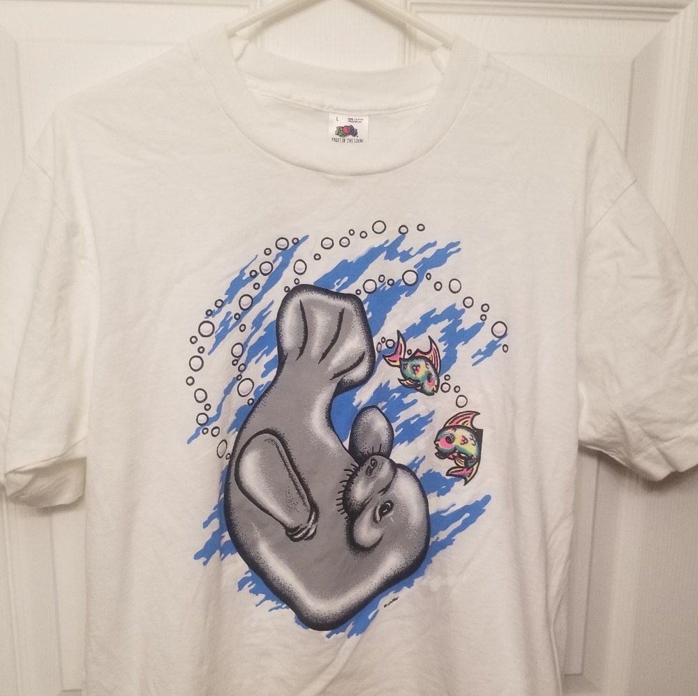 Vintage Manatee Graphic T-Shirt - Picture 2 of 3